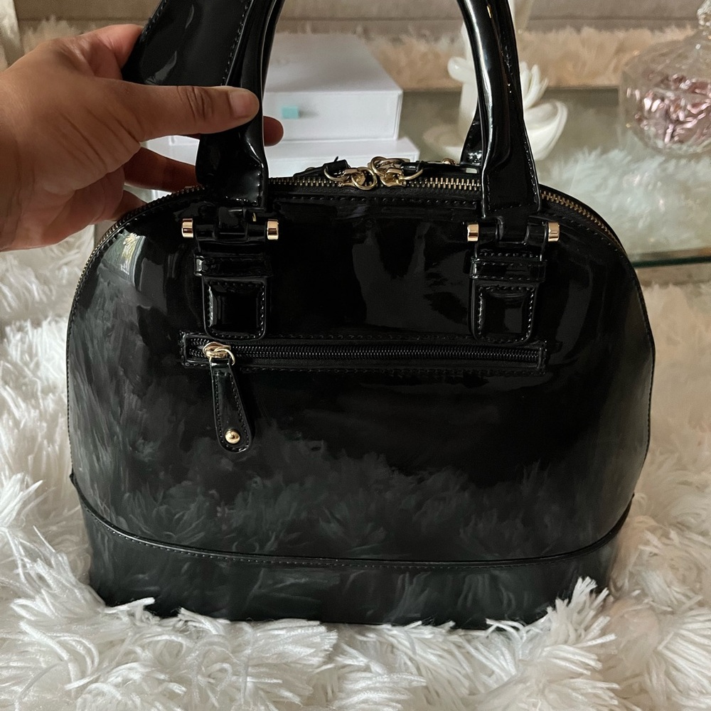 Black Patent Leather Dome Handbag - Picture 2 of 8
